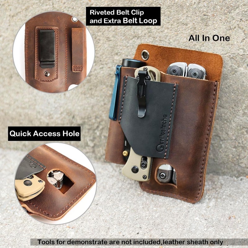 Gentlestache Leather Multitool Sheath - Belt Clip EDC Belt Organizer - Leather Multi Tool Holster for Belt - Multitool Holder - Image 3
